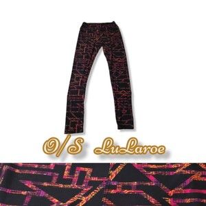 OS Lularoe Leggings Abstract line pattern orange red purple